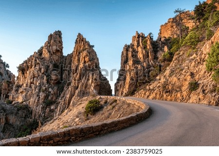 Landscape with Calanques de Piana, Corsica island, France Royalty-Free Stock Photo #2383759025