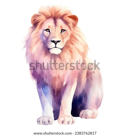 Watercolor lion. Vector illustration with hand drawn lion. Clip art image.