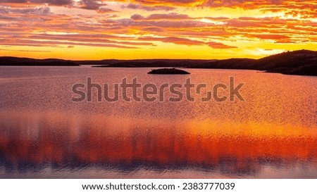 Icelandic golden hour at midnight Royalty-Free Stock Photo #2383777039