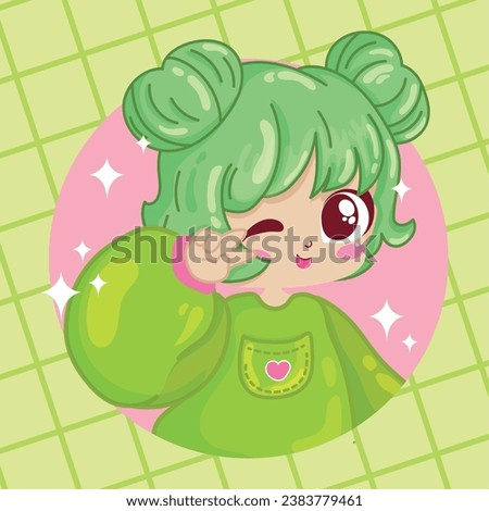 Cute girl kawaii cartoon character Vector