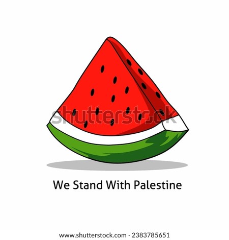 The slice icon watermelon vector design with text we stand with Palestine.