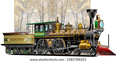 Highland Light, American vintage locomotive  Royalty-Free Stock Photo #2383788203