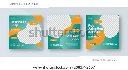 Best need pet shop, animal care promotion banner social media pack template premium vector Royalty-Free Stock Photo #2383792167