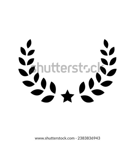 Vector icon of simple laurel (bay leaf) wreath and star Royalty-Free Stock Photo #2383836943