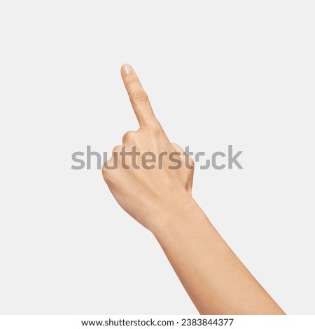 woman's hand pointing isolated finger Royalty-Free Stock Photo #2383844377