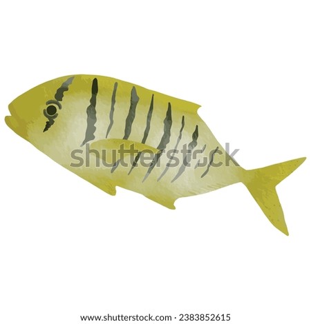 Golden kingfish watercolor style for decorative.