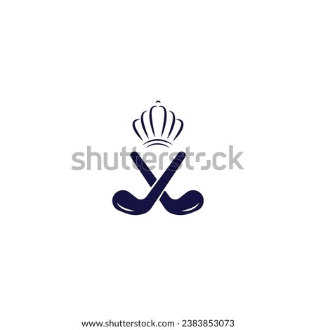 golf logo and crown design, two crossed golf clubs and a crown on top