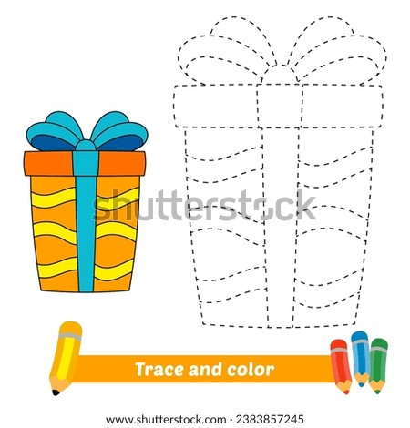 trace and color for kids, gift box vector