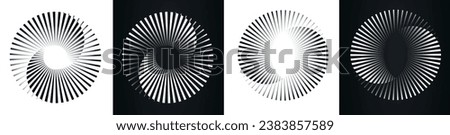 Spiral abstract circle set. line dynamic abstract, design graphic spiral electro waves vector illustration, sound wave rhythm circle black and white background or set logo icon Royalty-Free Stock Photo #2383857589