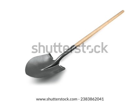 Shovel with handle isolated on white background with clipping path