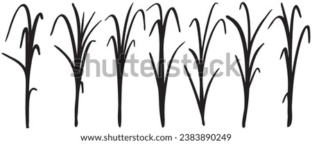 grass isolated silhouettes set collection for ornamental print design