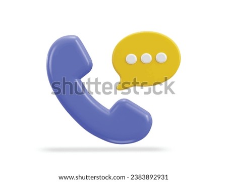 3d phone call and bubble chatting icon illustration Royalty-Free Stock Photo #2383892931