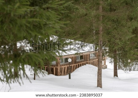 forester's house in the winter forest. High quality photo Royalty-Free Stock Photo #2383895037