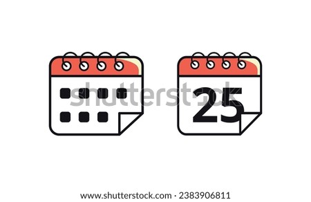 Calendar vector flat icon marking a specific day. Vector illustration of calendar icon with day 25.