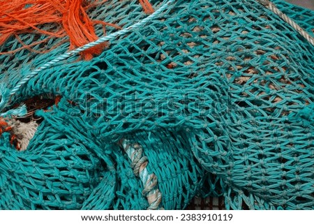 Close up of empty colorful fishing nets