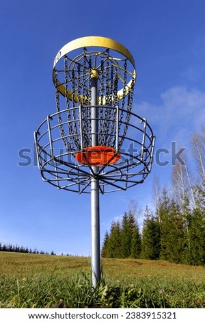 disc golf, sports and hobbies in autumn Royalty-Free Stock Photo #2383915321