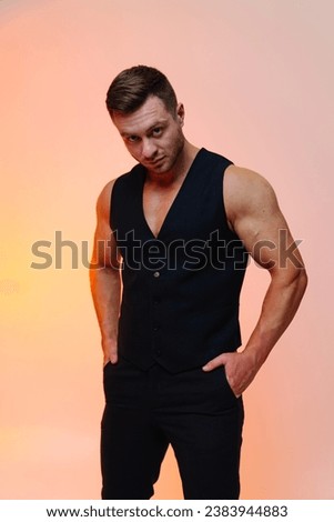 A man with his hands on his hips. A Confident Man Posing With Arms Akimbo Royalty-Free Stock Photo #2383944883