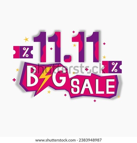 Flat 11.11 Big sale shopping day illustration. 11.11 single’s day sale poster, banner, clip art vector illustration.