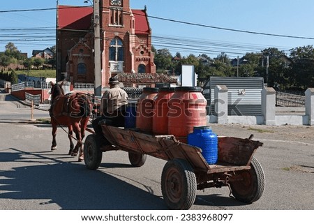 Horse cart in the village.