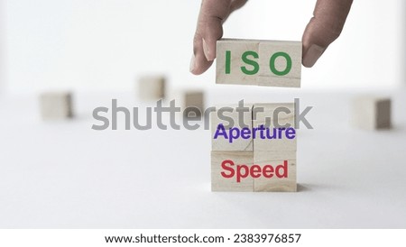 Exposure triangle in photography techniques. Exposure triangle rule. Photography concept. ISO, Aperture and Speed.                            