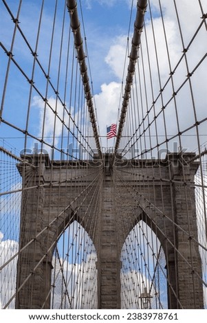 A stunning stock photo of the iconic Brooklyn Bridge, one of New York City's most popular tourist destinations. 