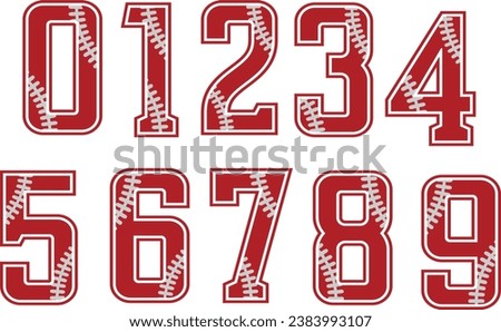 Baseball number 1-9 icon set. Clipart vector image isolated