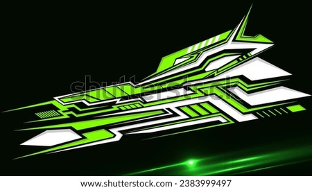 Emerald Green Stripes Racing Wallpaper with Sticker Detailing