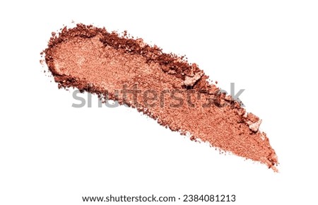 Brown eyeshadow texture swipe isolated on white background. Cosmetic product brush swatch Royalty-Free Stock Photo #2384081213