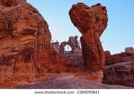 Unique and beautiful Utah arch landscape in Salt Creek Canyon in Canyonlands National Park Royalty-Free Stock Photo #2384090841
