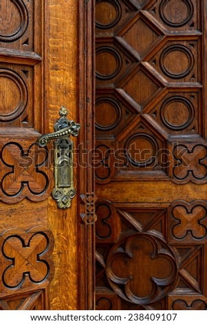 Church wooden door / Carved wooden door / Door detail / Vienna,Austria