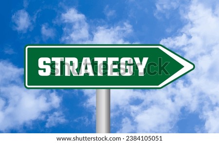 Strategy road sign on blue sky background