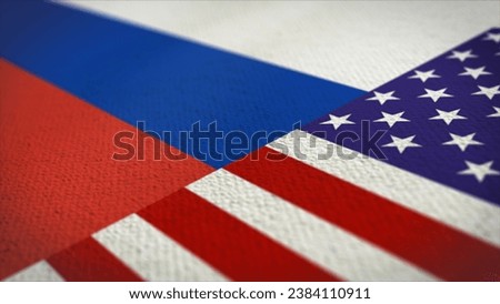 Flags Of Russia and United States. Relationship between the Russia and the United States.