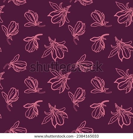 Pink chhrysanthemum chamomile seamless pattern. Hand drawn illustration. Premium design for fabric, bed linen, home textile, wrapping paper, wallpaper, fashion