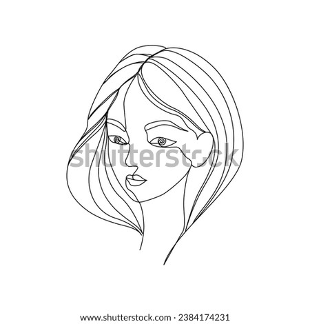 woman face portraits continuous one line art drawing sketch