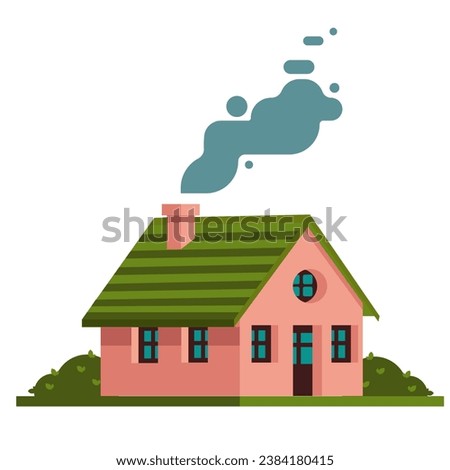 cottage concept house 3d clip art vector cartoon smoke icon design business development architecture
