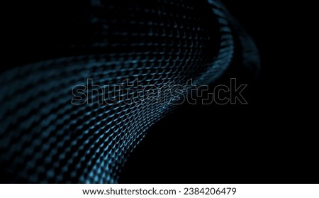 Modern futuristic background. Abstract waved blue lines on black. Corporate technology banner. Royalty-Free Stock Photo #2384206479