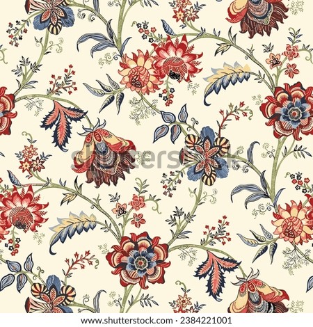 All Over Flower Digital Printed pattern Digital textile design hand draw motifs beautiful flowers abstract geometric seamless patterns.