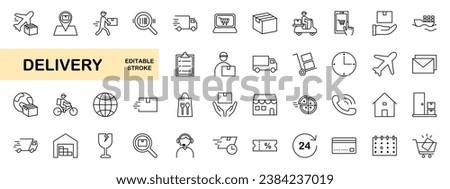 Set of delivery icons, editable stroke