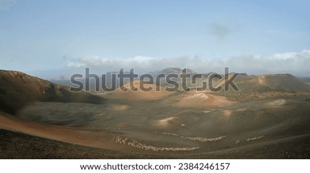 Panoramic of Fire Mountains in Timanfaya National Park, Lanzarote, Canary Islands.