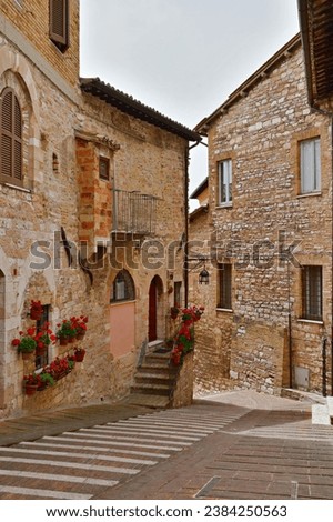 view of the famous historic center of Assisi in Perugia, Umbria, Italy