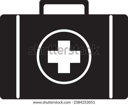 Minimalist black and white vector illustration of a first aid kit box, portraying simplicity and preparedness for various design purposes.