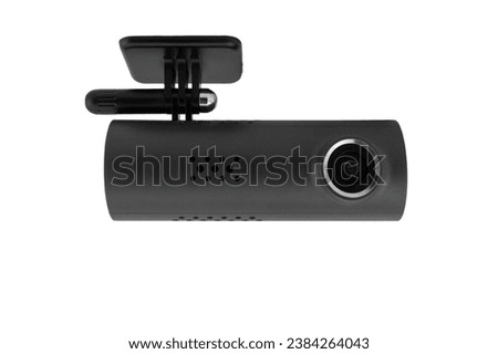 Dash cam. Dash Camera isolated white background. Car DVR. Portable mobile DVR video camera camcorder isolated Royalty-Free Stock Photo #2384264043