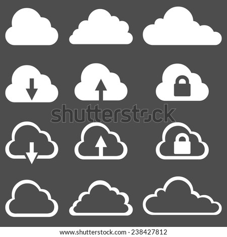 Vector Set of White Cloud Icons