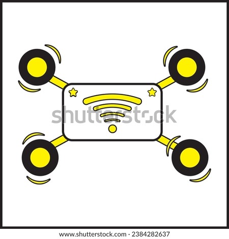 flying drone illustration vector design in yellow color. suitable for logos, icons, posters, t-shirt designs, stickers, advertisements, companies, concepts, websites.