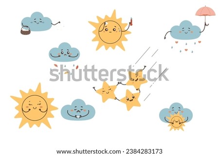 Weather cartoon character set clip art