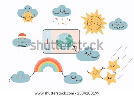 Weather cartoon character set clip art