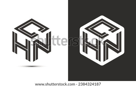 CHN letter logo design with illustrator cube logo, vector logo modern alphabet font overlap style. Premium Business logo icon. White color on black background