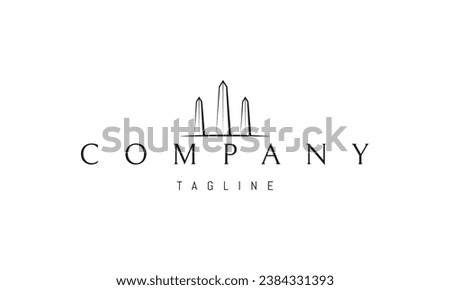 A vector logo with an abstract image of three obelisks. Royalty-Free Stock Photo #2384331393