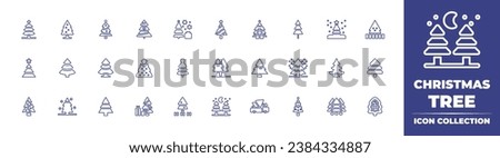 Christmas tree line icon collection. Editable stroke. Vector illustration. Containing christmas tree, tree, pine tree, pine, christmas present, truck, christmas, gift.