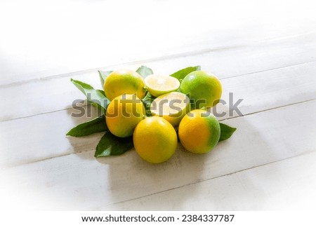 Background material using Meyer lemons, fruits harvested from pesticide-free, organic home gardens